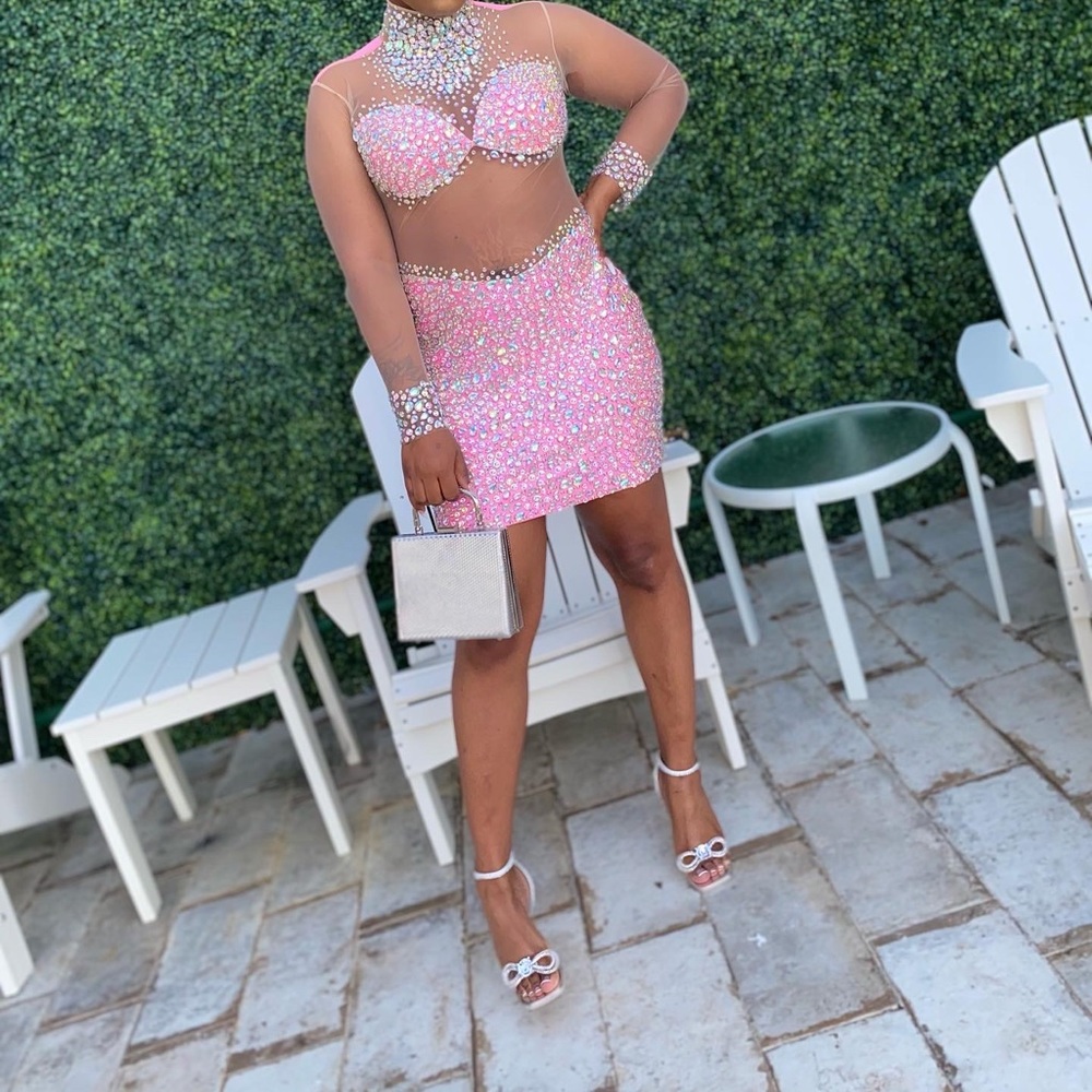 Pink rhinestone dress